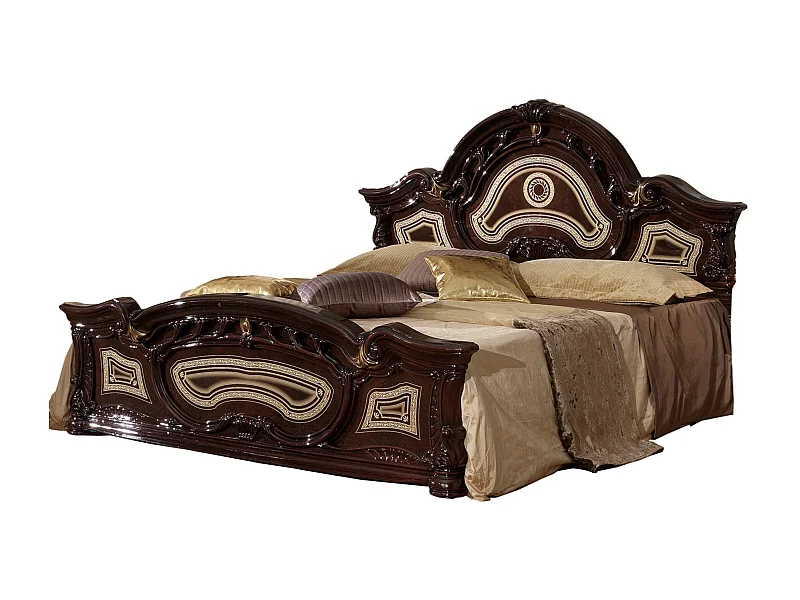 Lit baroque laqué acajou Soraya 180x200