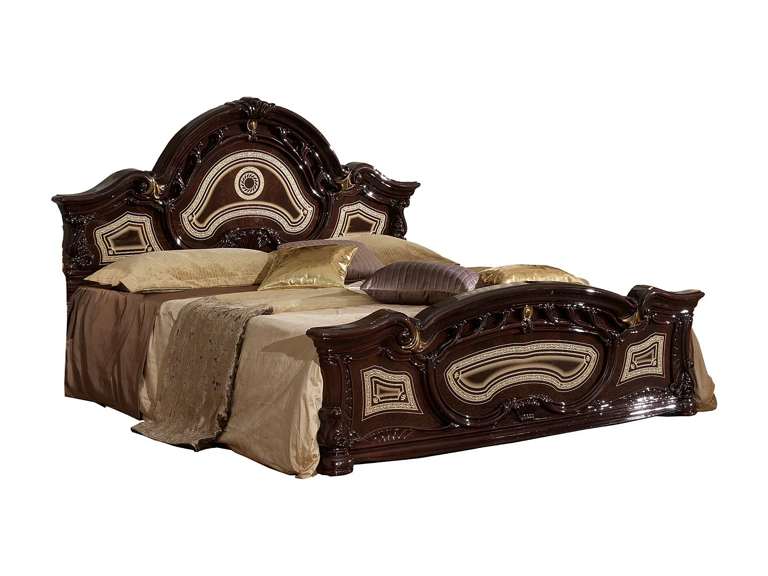 Lit baroque laqué acajou Soraya 180x200