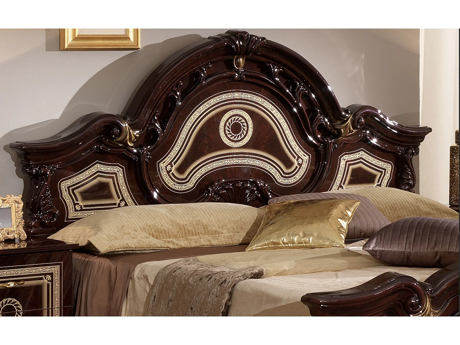 Lit baroque laqué acajou Soraya 180x200