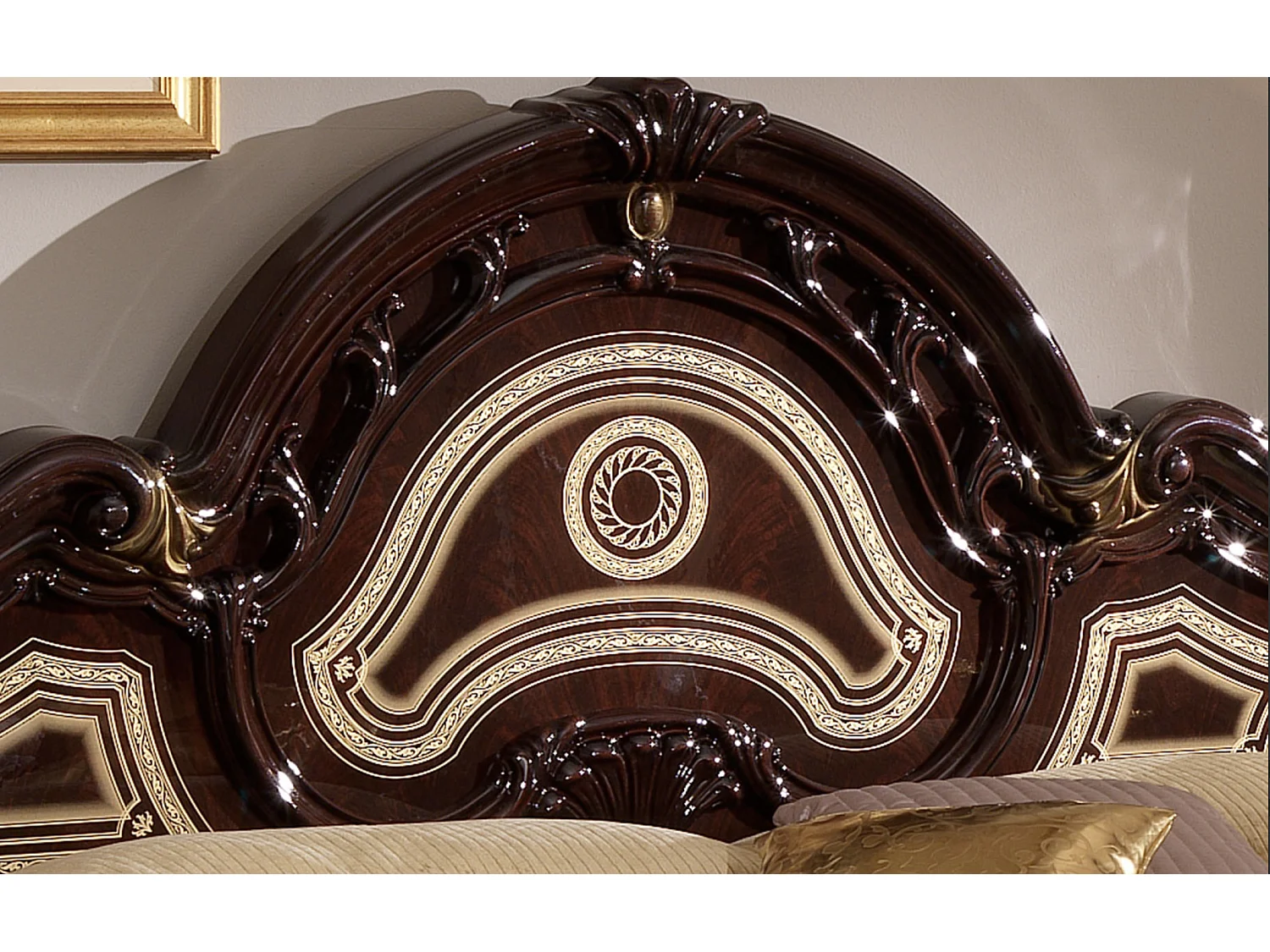 Lit baroque laqué acajou Soraya 180x200