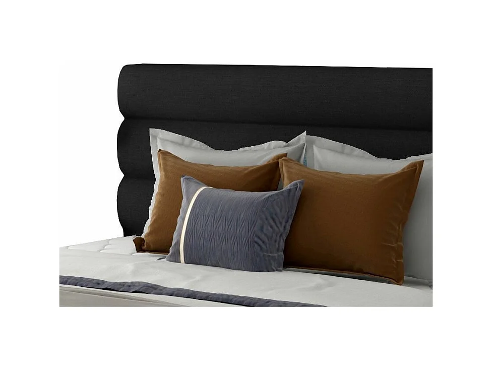 Tweepersoonsbed met Klarina boxspring - Gestoffeerde stof-Kleur Zwart-Slapen 160x200cm