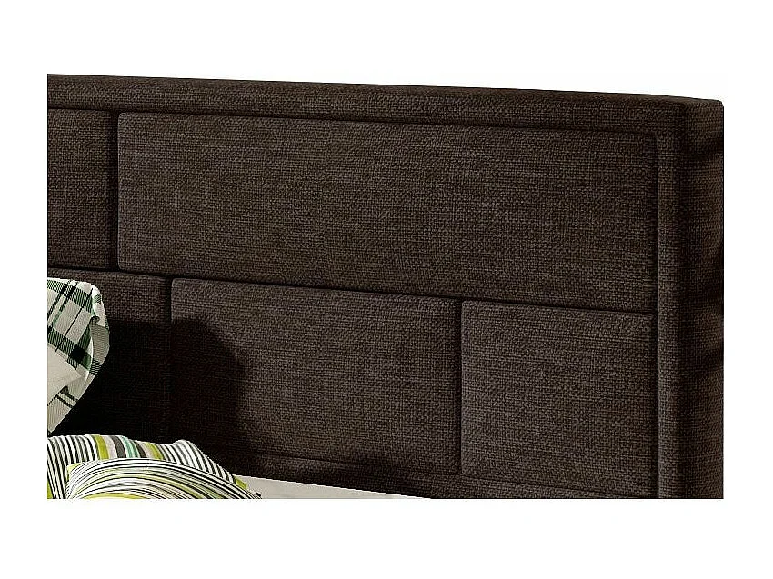 Volwassenenbed met Lenzo boxspring – Gestoffeerde stof-Kleur Bruin-Slapen 180x200cm