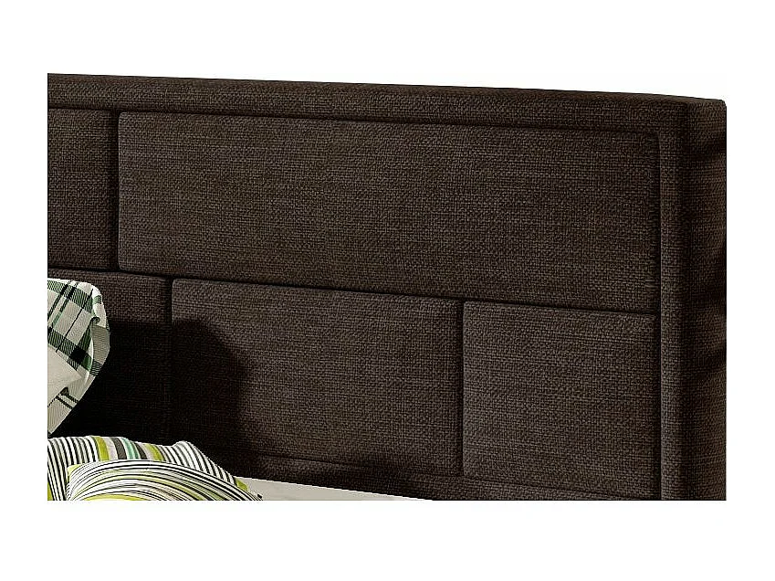 Lit double tissu marron tête de lit capitonnée Lenzo - 4 tailles-160x200