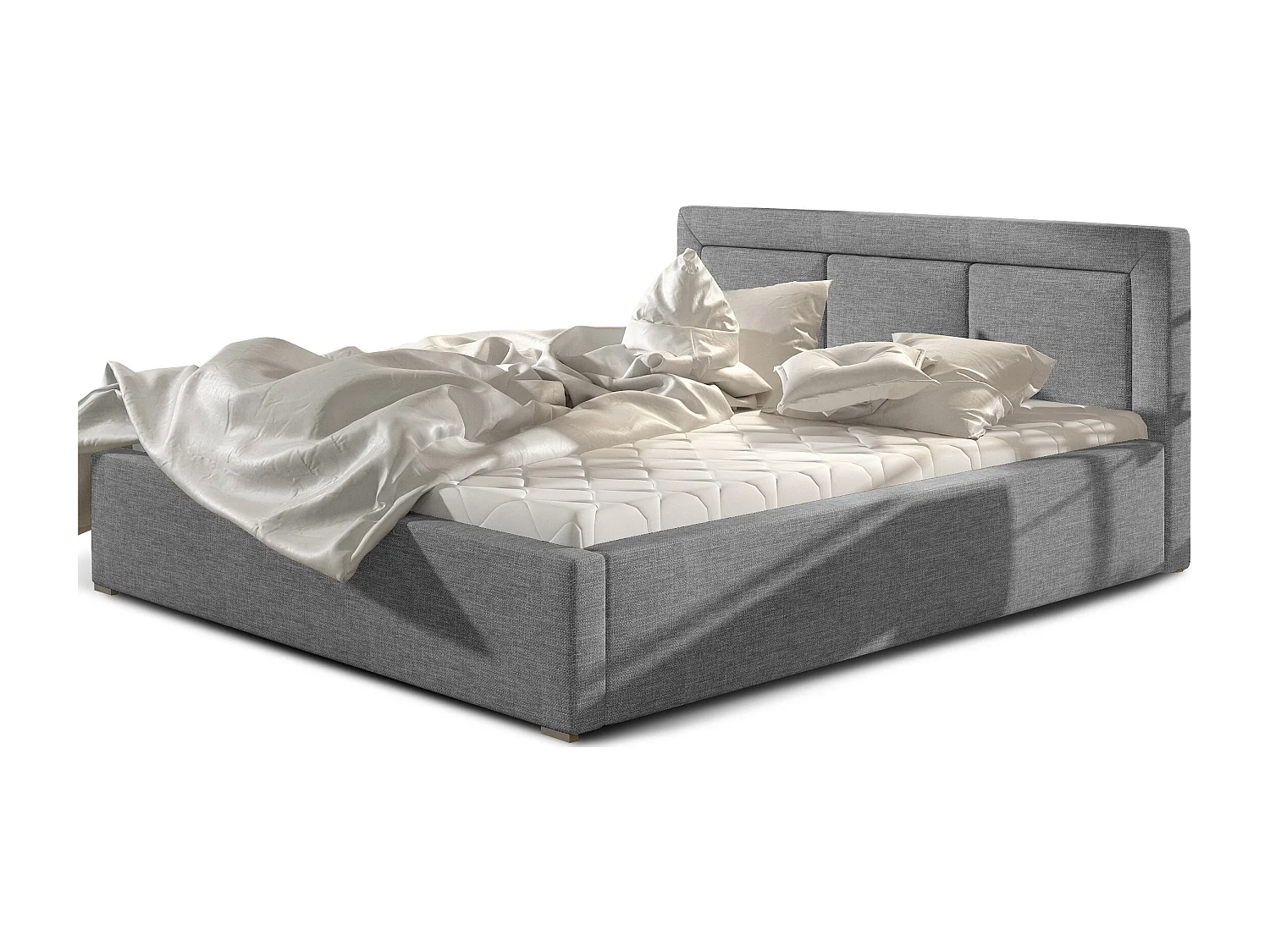 Lit tissu gris clair grand carré capitonné Berlino - 4 tailles-160x200