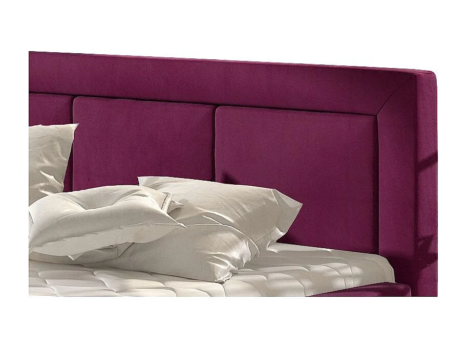 Lit velours prune grand carré capitonné Berlino - 4 tailles-140x200