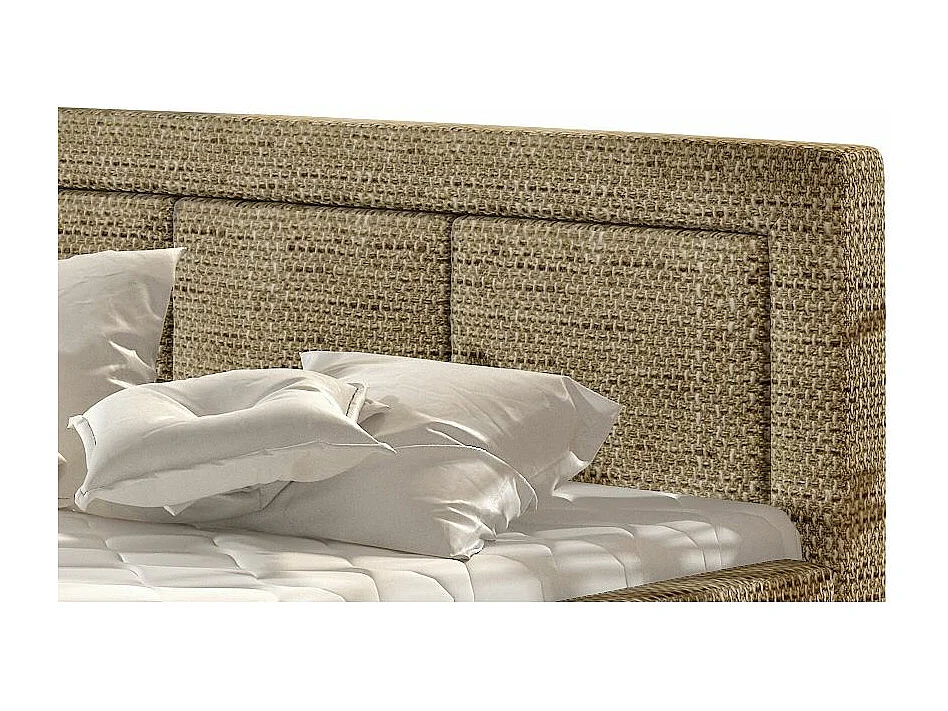 Tweepersoonsbed met Berlino boxspring - Gestoffeerde stof-Kleur Heidebeige-Slapen 140x200cm