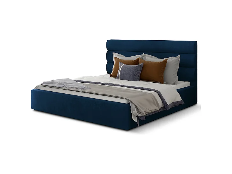 Lit design velours bleu Klarina - 4 tailles-180x200