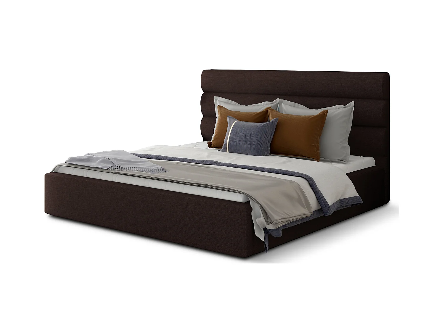 Lit design tissu marron Klarina - 4 tailles-140x200