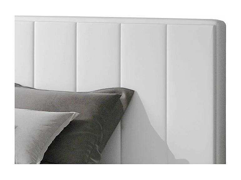 Lit rembourré de luxe cuir synthétique Vareze-Couleur Blanc-160x200-Version avec sommier