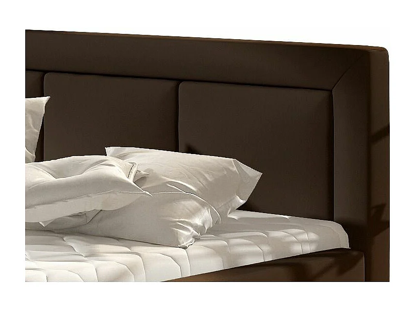 Tweepersoonsbed met Berlino boxspring - Gewatteerd kunstleer-Kleur Donker bruin-Slapen 200x200cm
