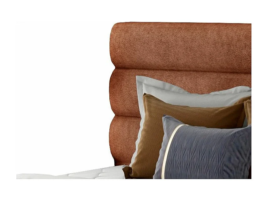 Lit design tissu rouge brique Klarina - 4 tailles-140x200