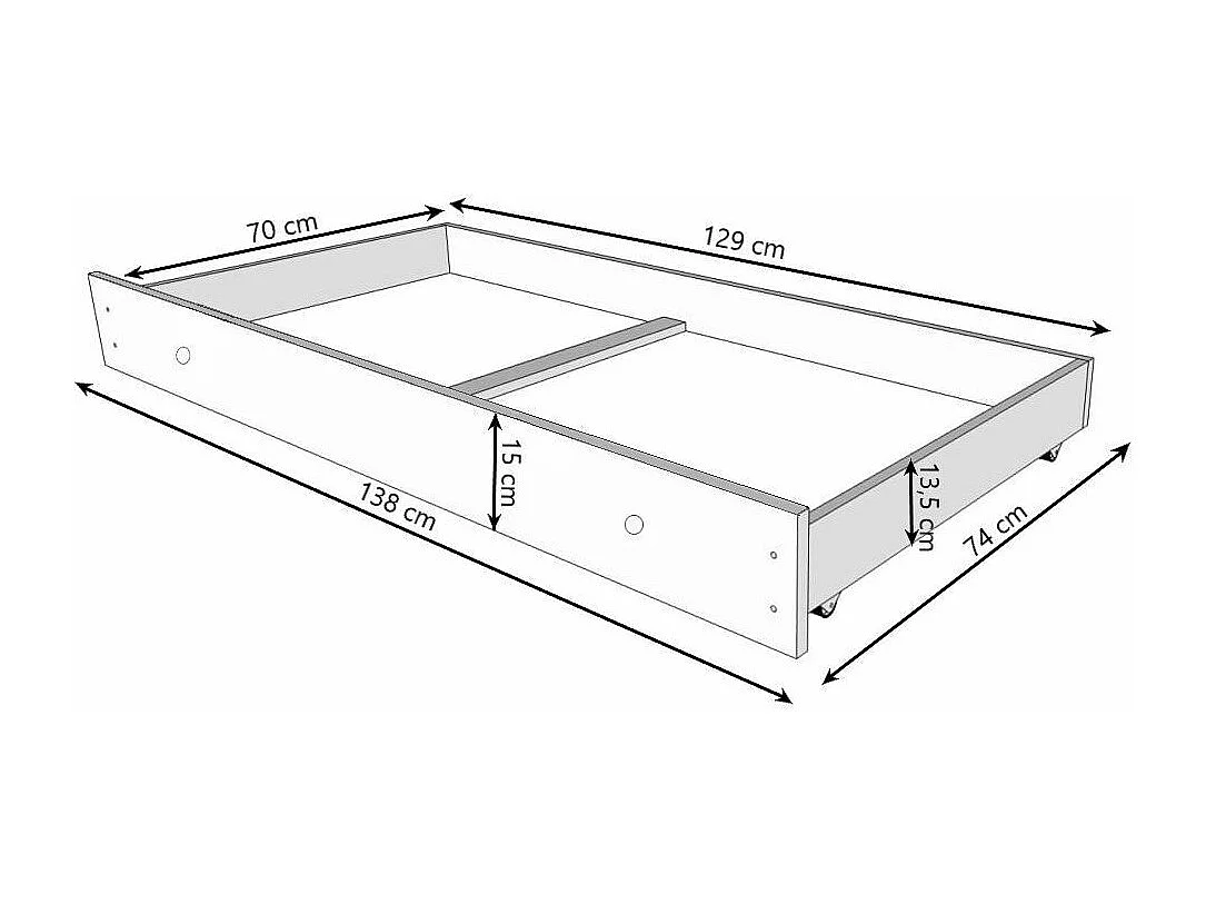 Lit enfant bois blanc à tiroirs avec imprimé ballon de football - Sommier et matelas inclus - Ondula-70x140