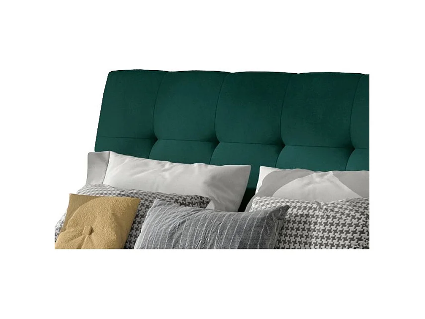Lit double capitonné velours vert foncé Klein - 4 tailles-160x200