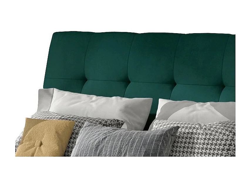 Lit double capitonné velours vert foncé Klein - 4 tailles-160x200