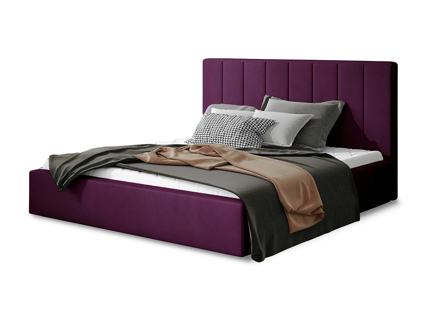 Vareze luxe fluwelen gestoffeerd bed-Kleur Beige-Slapen 200x200cm-Versie met boxspring