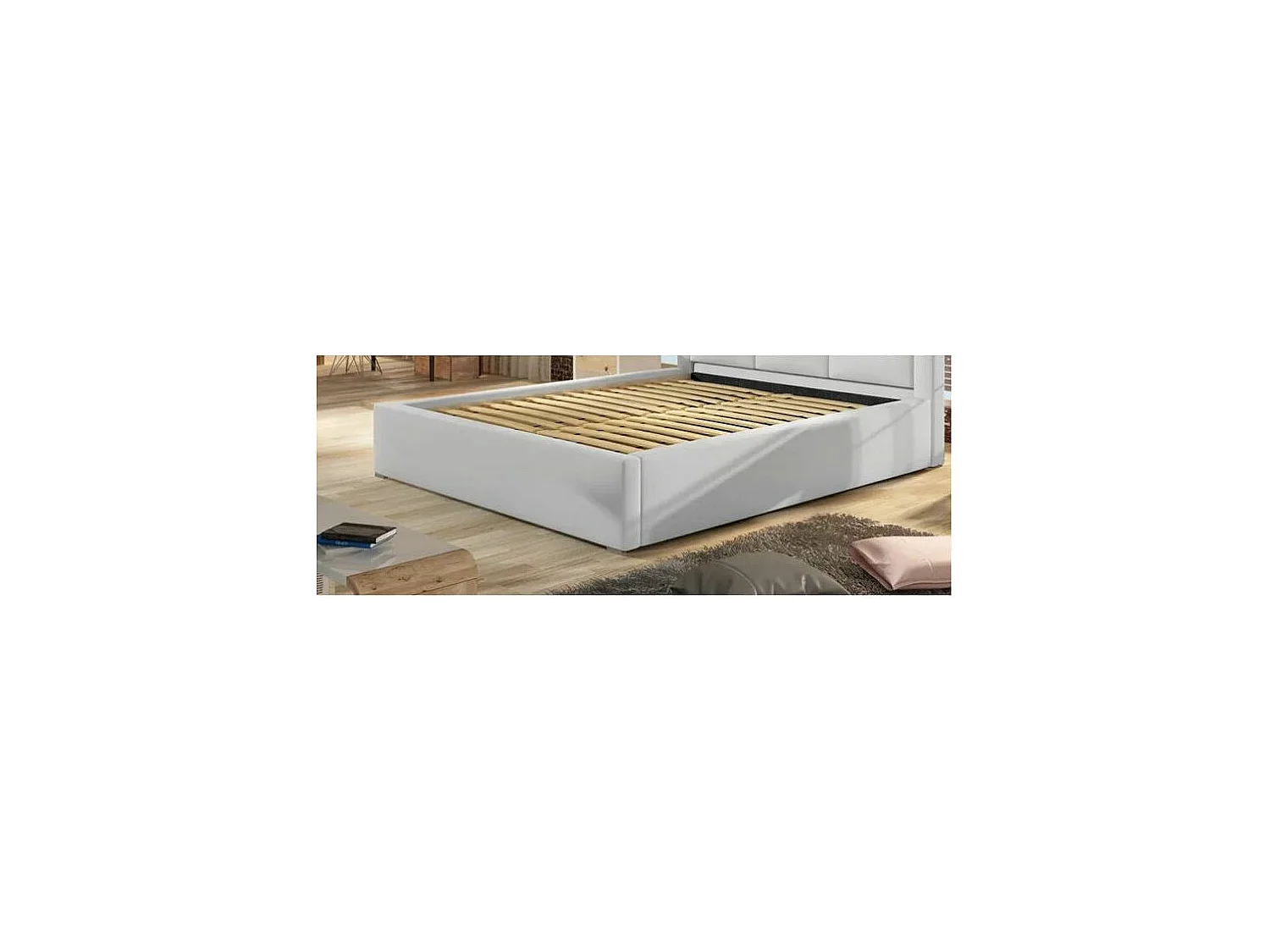 Lit design tissu doux marron Klarina - 4 tailles-160x200