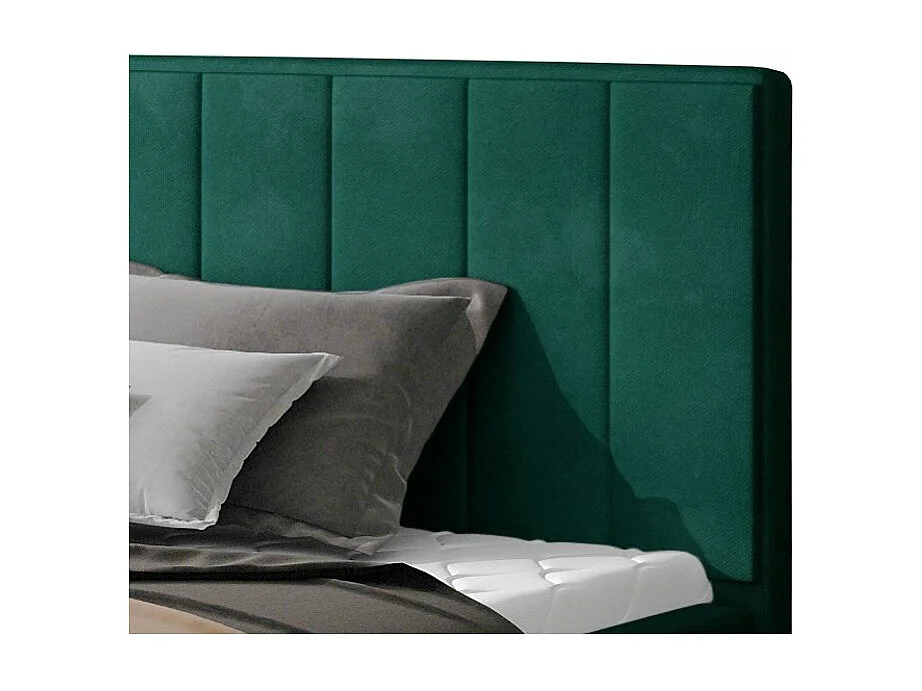 Lit rembourré de luxe velours Vareze-Couleur Vert épinard-140x200-Version avec sommier