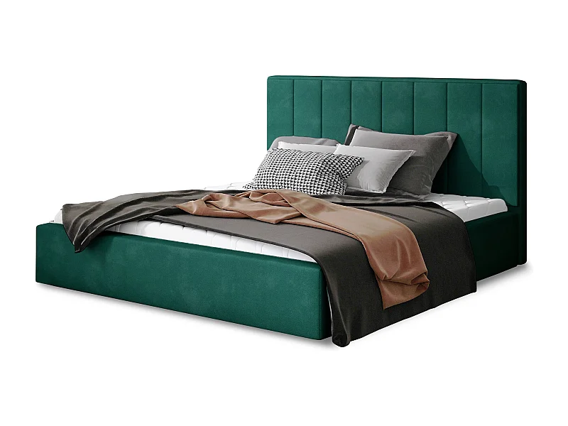 Vareze luxe fluwelen gestoffeerd bed-Kleur Groente-Slapen 200x200cm-Versie met boxspring