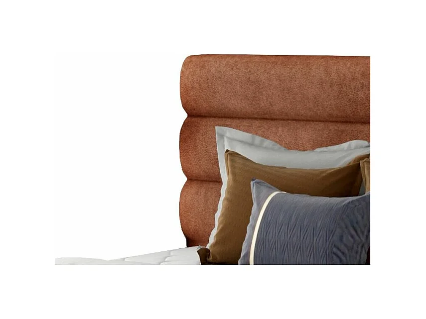 Lit design tissu rouge brique Klarina - 4 tailles-200x200