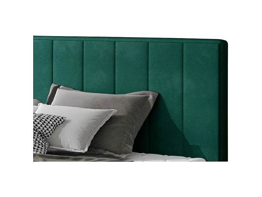 Lit rembourré de luxe velours Vareze-Couleur Vert épinard-160x200-Version avec sommier