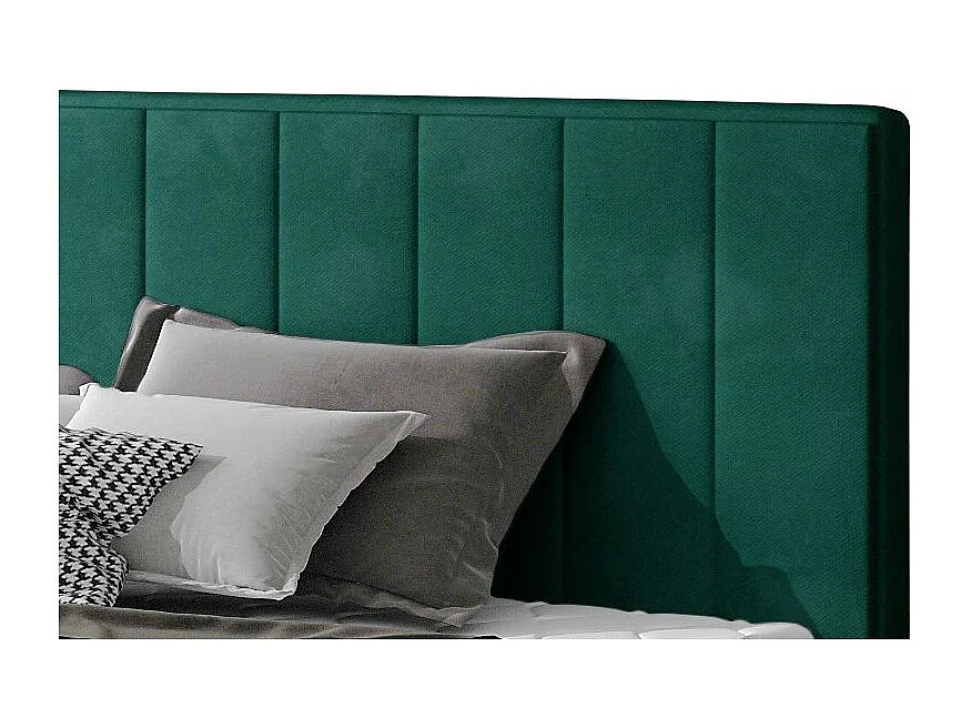 Lit rembourré de luxe velours Vareze-Couleur Vert épinard-160x200-Version avec sommier