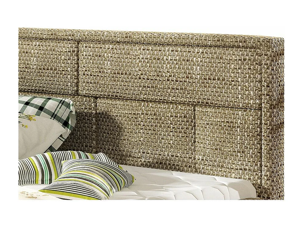 Volwassenenbed met Lenzo boxspring – Gestoffeerde stof-Kleur Heidebeige-Slapen 200x200cm