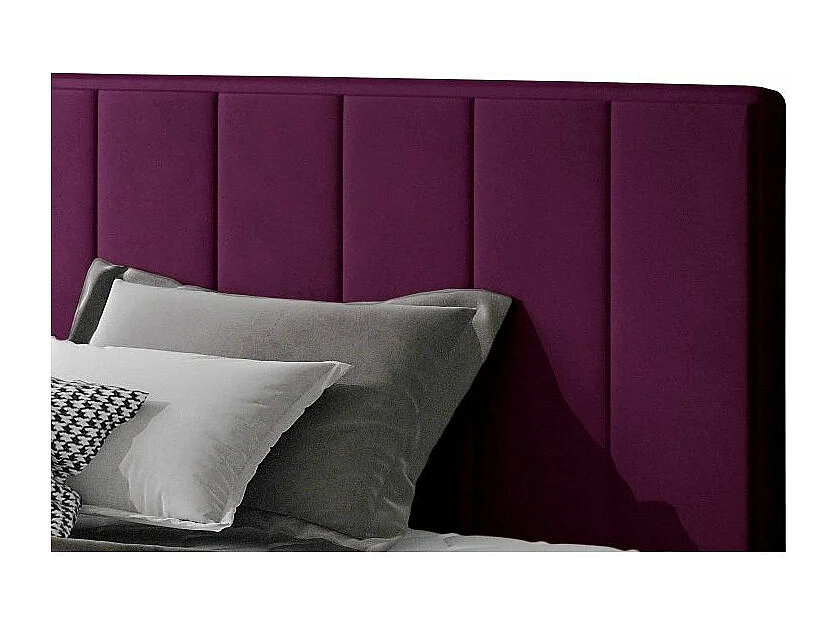 Lit rembourré de luxe velours Vareze-Couleur Magenta foncé-160x200-Version avec sommier