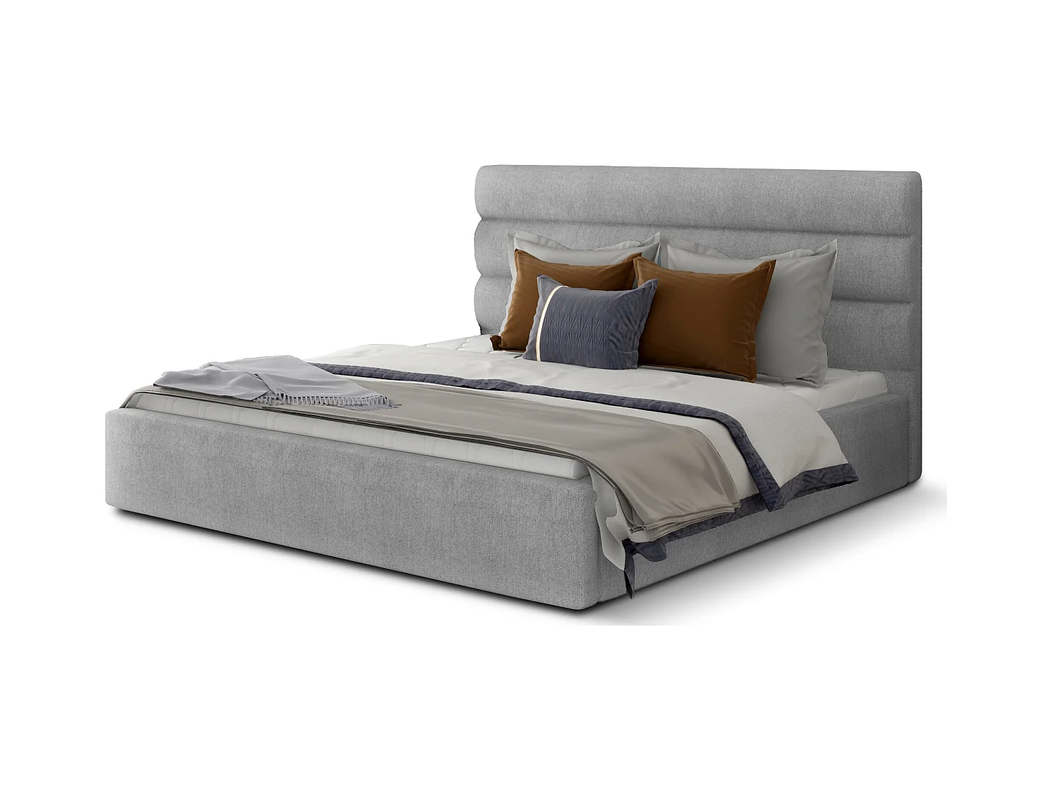 Lit design tissu gris clair Klarina - 4 tailles-200x200