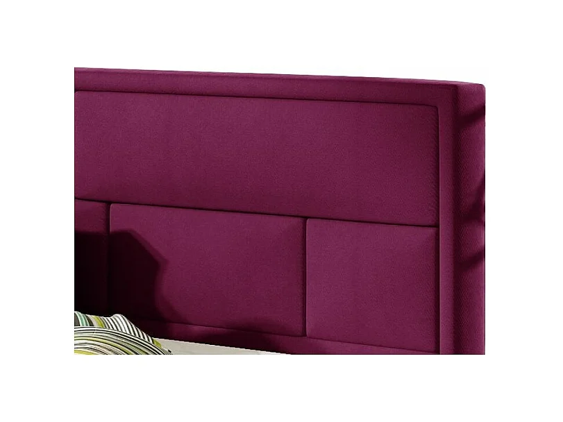 Lit double velours prune tête de lit capitonnée Lenzo - 4 tailles-160x200