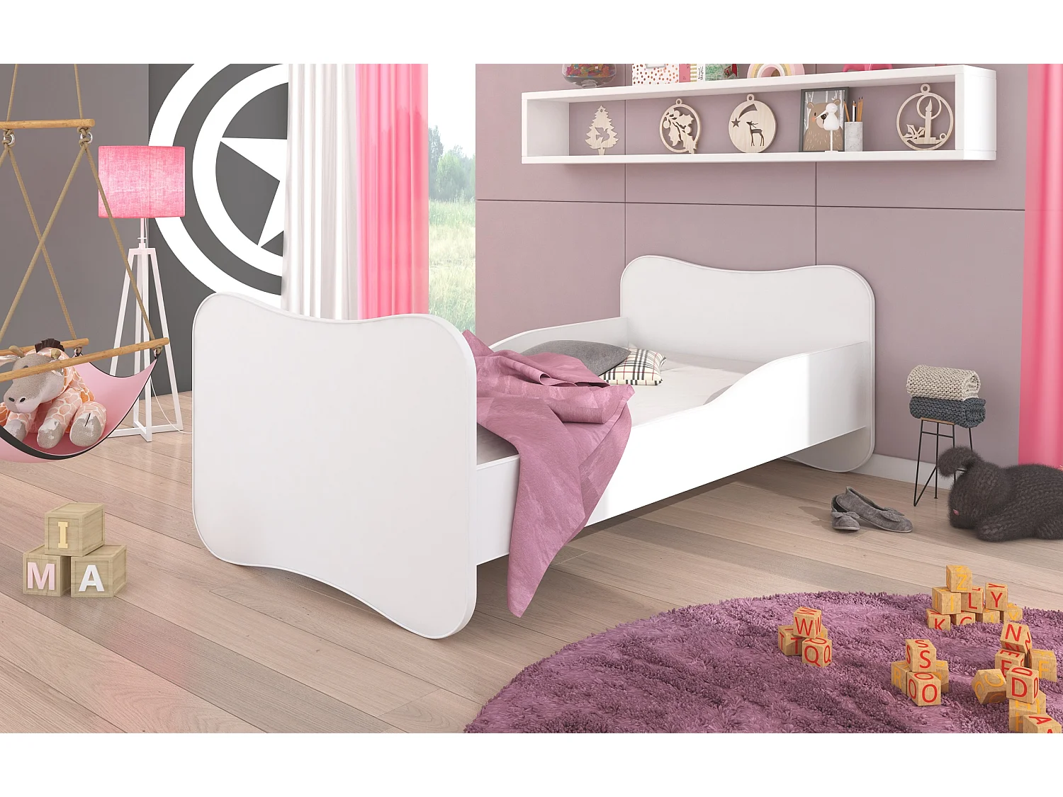 Lit enfant bois blanc 70x140 ou 80x160 - Sommier et matelas inclus - Ondula-70x140