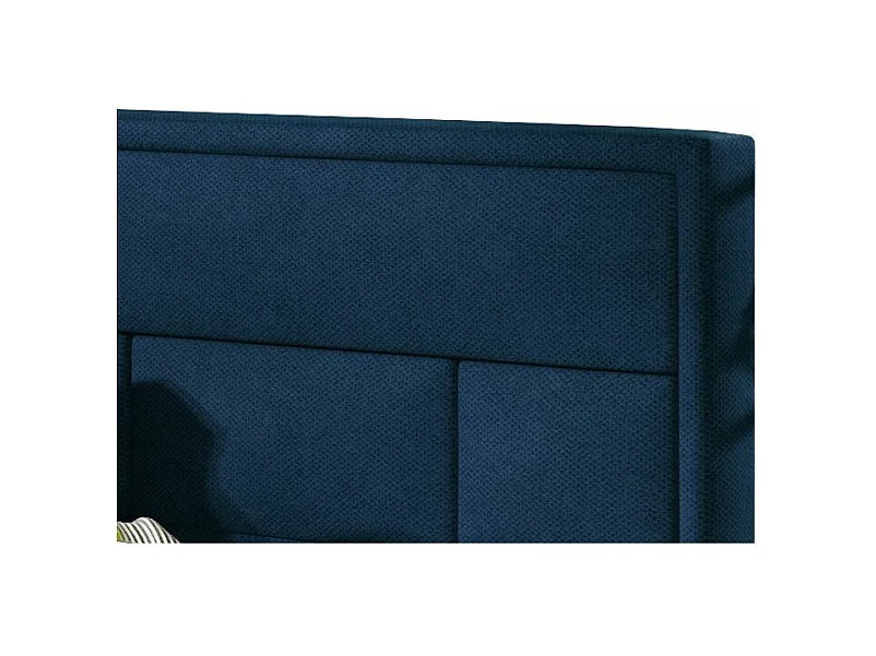 Lit double velours bleu tête de lit capitonnée Lenzo - 4 tailles-140x200
