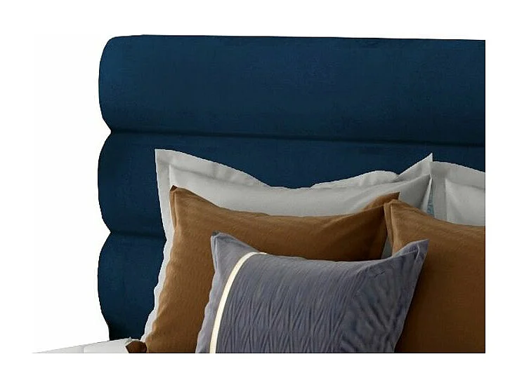 Lit design velours bleu Klarina - 4 tailles-160x200