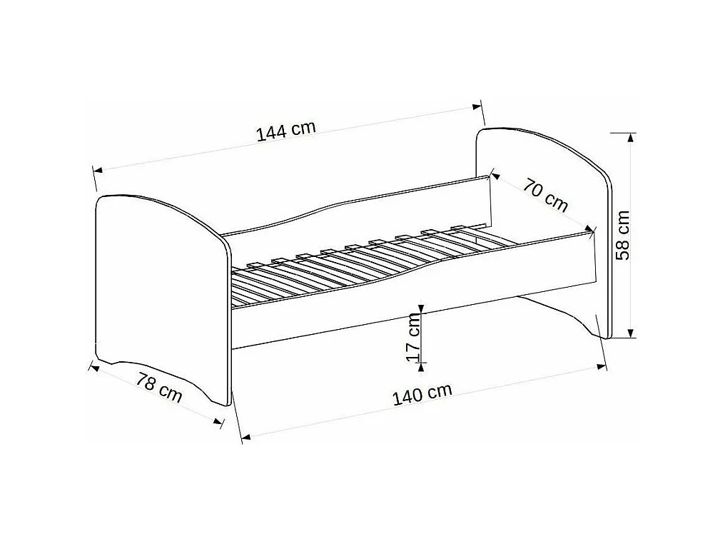 Lit enfant bois blanc imprimé chiens amoureux 70x140 ou 80x160 - Sommier et matelas inclus - Ondula-70x140