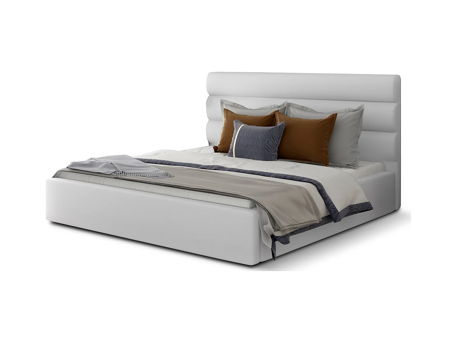 Lit design simili cuir blanc Klarina - 4 tailles-180x200