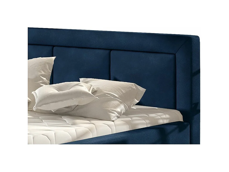Lit velours bleu grand carré capitonné Berlino - 4 tailles-160x200
