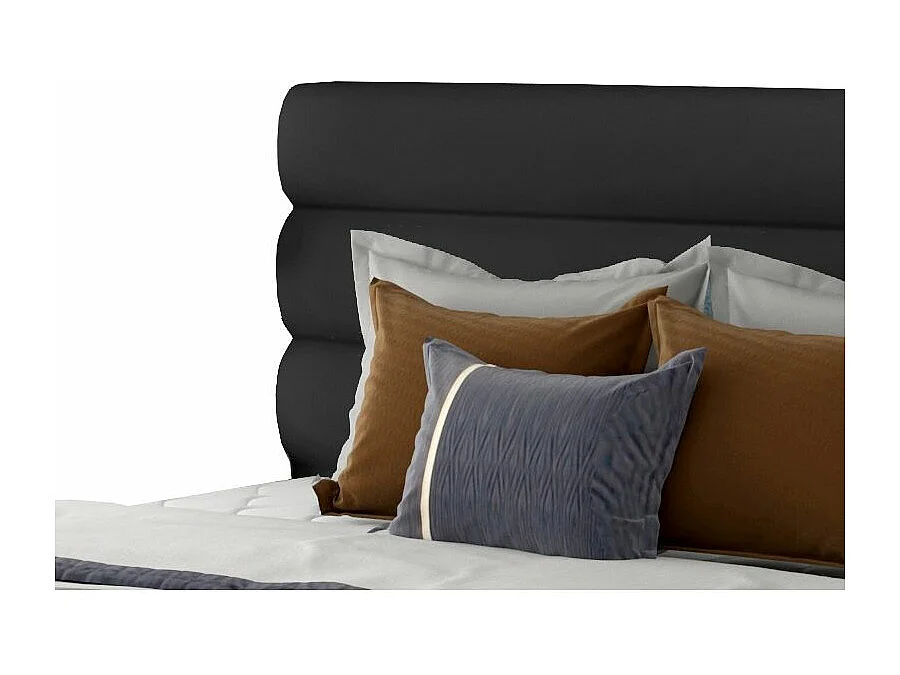 Lit design simili cuir noir Klarina - 4 tailles-160x200