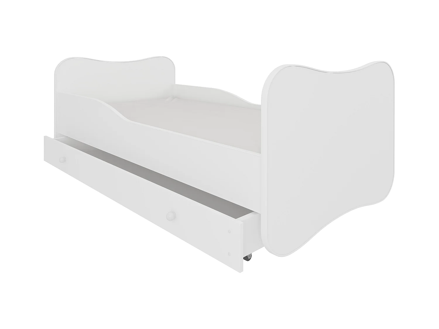 Lit enfant bois blanc à tiroirs 70x140 ou 80x160 - Sommier et matelas inclus - Ondula-80x160