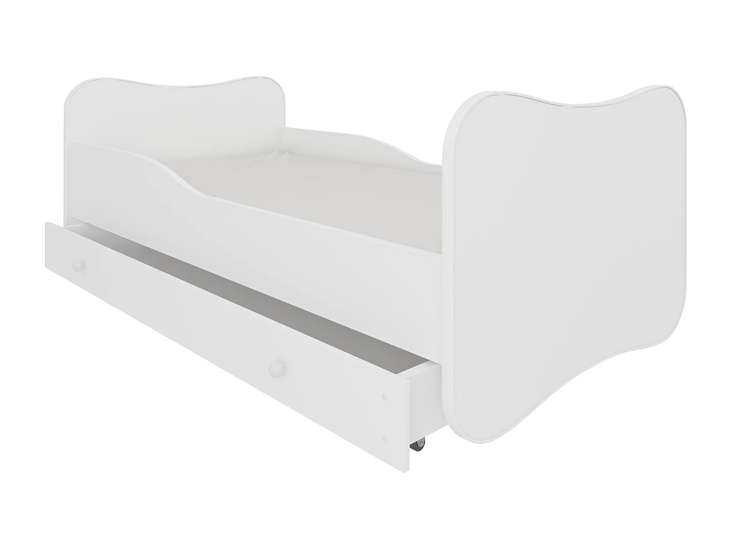 Lit enfant bois blanc à tiroirs 70x140 ou 80x160 - Sommier et matelas inclus - Ondula-80x160