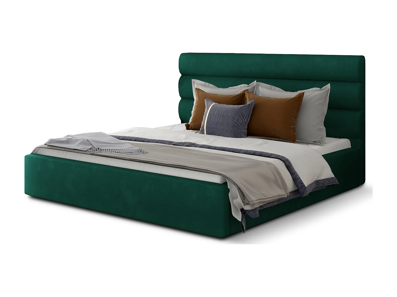Lit design velours vert Klarina - 4 tailles-160x200