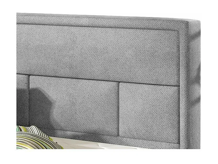 Lit double velours gris tête de lit capitonnée Lenzo - 4 tailles-180x200