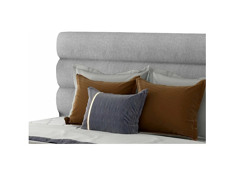 Tweepersoonsbed met Klarina boxspring - Gestoffeerde stof-Kleur Grijs-Slapen 140x200cm