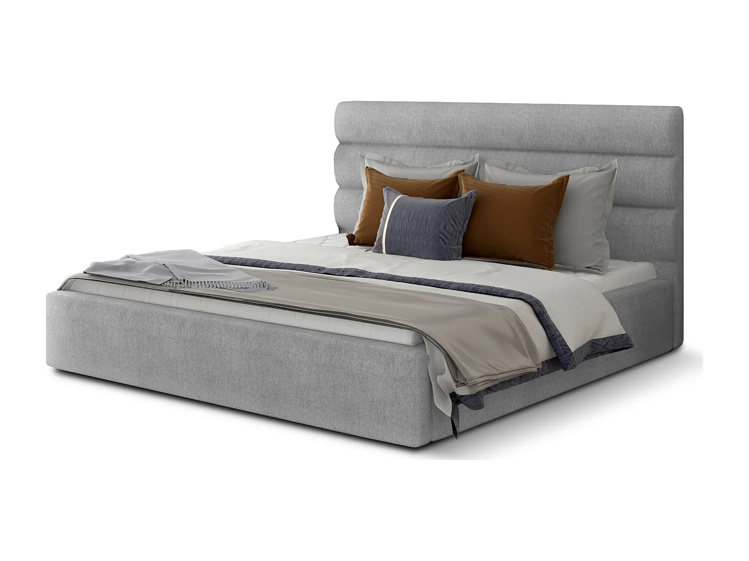 Tweepersoonsbed met Klarina boxspring - Gestoffeerde stof-Kleur Grijs-Slapen 140x200cm