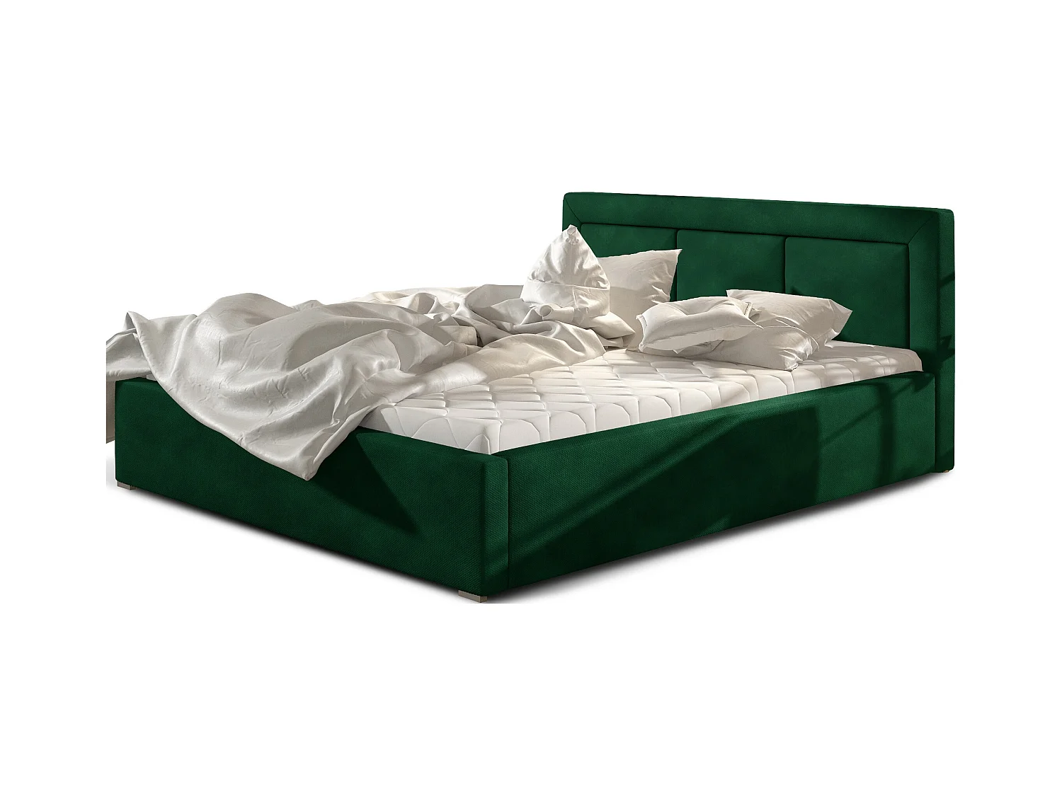 Lit velours vert grand carré capitonné Berlino - 4 tailles-180x200