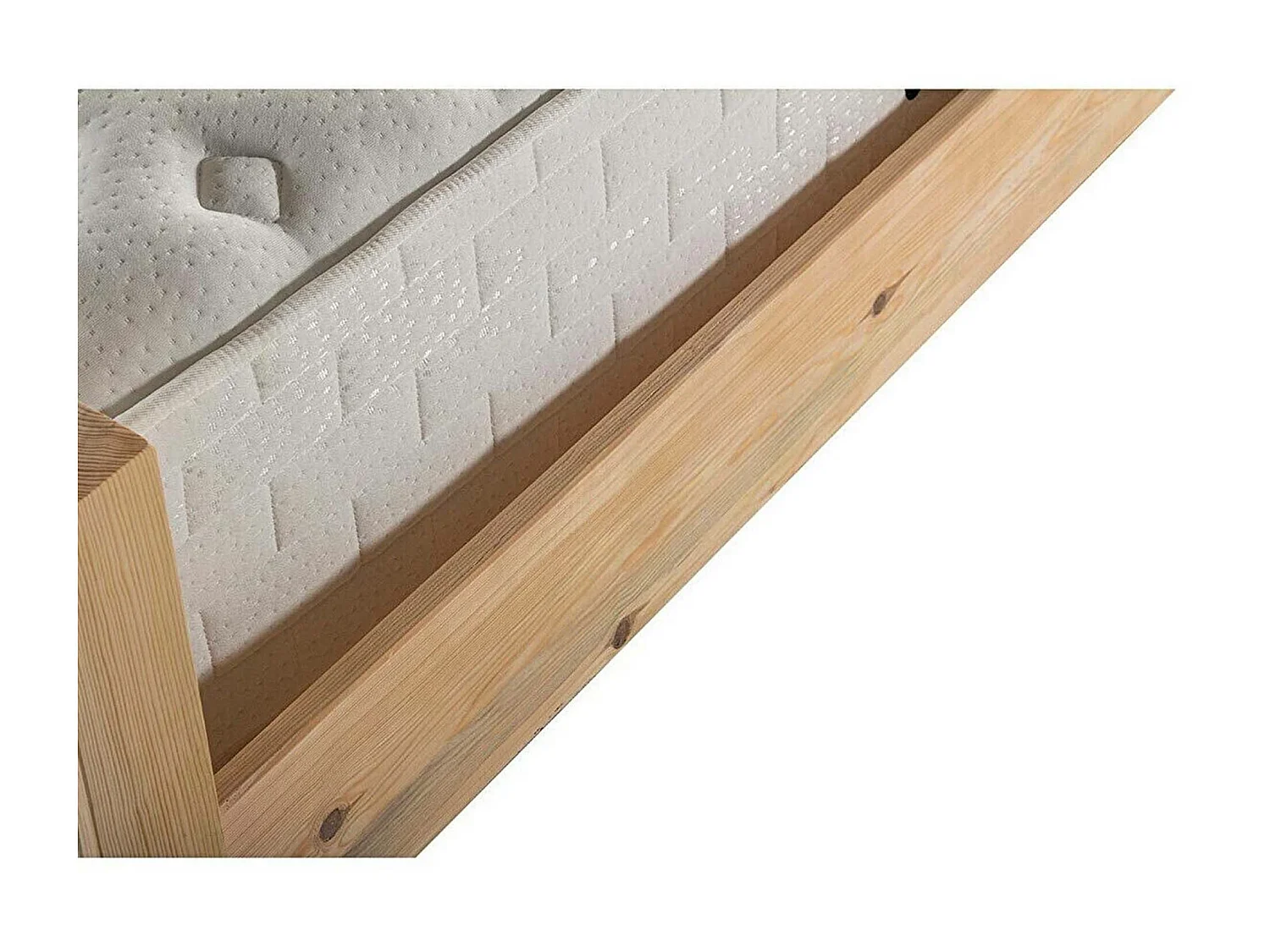 Lit double Kiem 180x200cm Pin massif clair et Velours Bordeaux