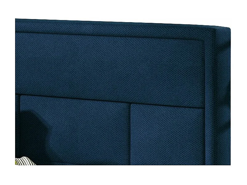 Volwassen bed met Lenzo boxspring – Gewatteerd fluweel-Kleur Middernacht blauw-Slapen 160x200cm