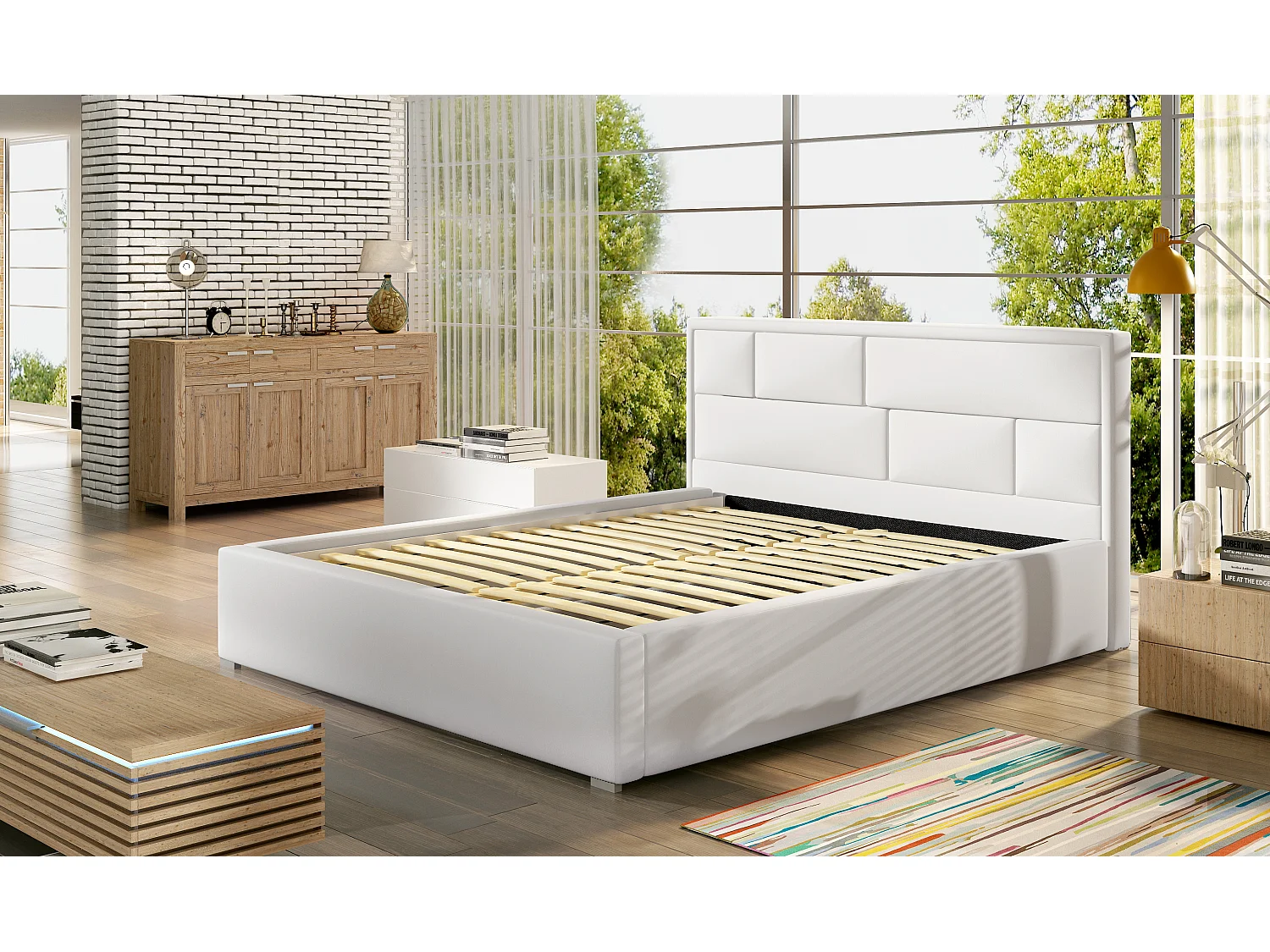 Volwassen bed met Lenzo boxspring – Gewatteerd fluweel-Kleur Middernacht blauw-Slapen 160x200cm