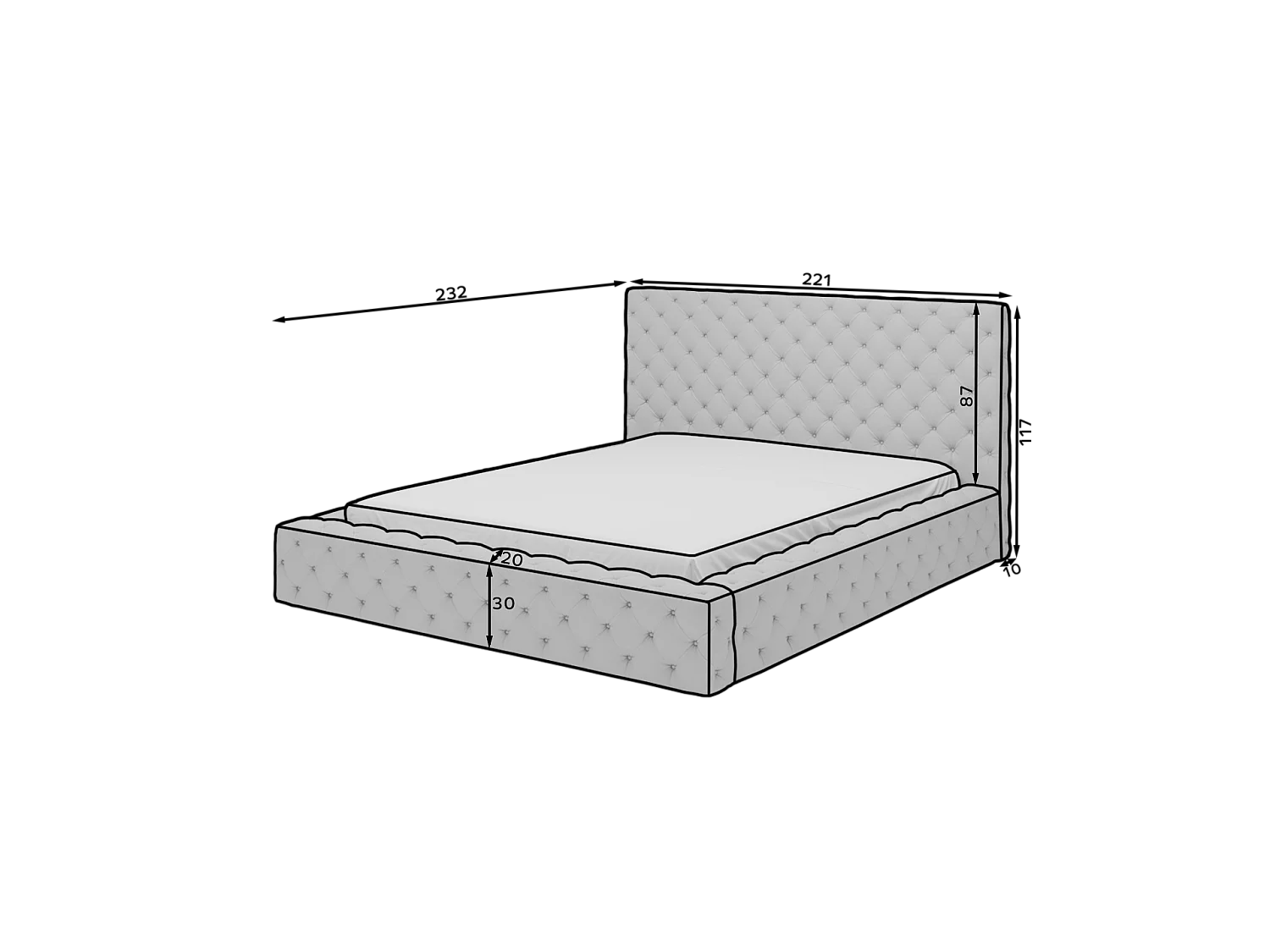 Letto King L (180x200)/Tessuto/Beige/In Magazzino