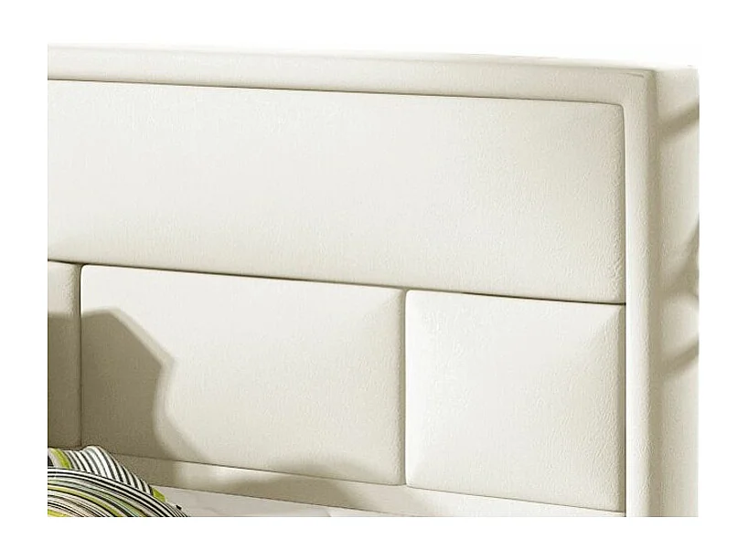 Lit double simili cuir beige clair tête de lit capitonnée Lenzo - 4 tailles-140x200