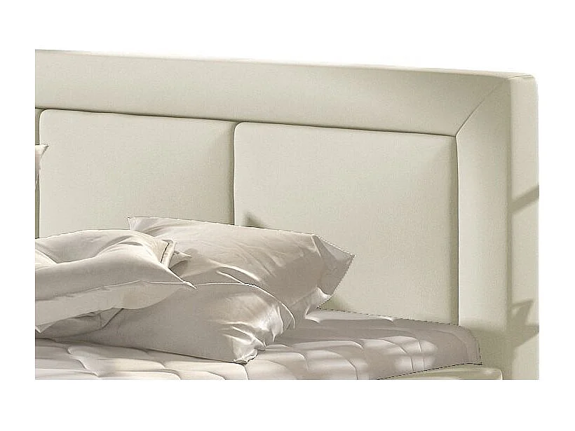 Lit simili cuir beige clair grand carré capitonné Berlino - 4 tailles-160x200