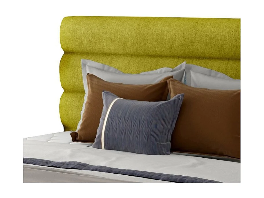 Tweepersoonsbed met Klarina boxspring - Gestoffeerde stof-Kleur Olijfgeel-Slapen 140x200cm